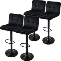ML-Design | Set mit 4 Barhockern Abigail Samt Zwart Fluweel 45x112x50 cm | NADUVI