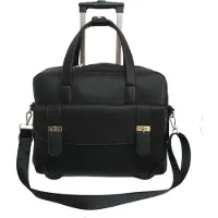 Olivia Lauren Luxus Damen Aktentasche Laptop 2 Rollen Schulter Gurt Trolley Schwarz Bowatex