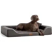 Tierlando Orthopädisches LUXUS-Hundebett MELODY LATEX Soft Kunstleder Velours - Größe: 100x75cm | Farbe: 02 Graphit