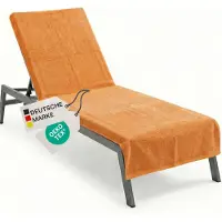NYVI Frottee Schonbezug für Gartenliege NYVISpa 75x200 cm Orange - Hygiene Liegestuhlauflage für Sonnenliegen Strandliegen - Handtuch Bezug - 100