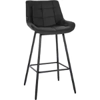 CLP Barhocker Weston mit Metallgestell und Fußstütze I Samt oder Kunstleder schwarz Material Kunstleder