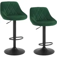 Woltu Barhocker 2er Set, Barstuhl, Gute gepolsterte Sitzfläche aus Samt, Höhenverstellbar, 360° Drehbar, Dunkelgrün