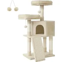 Feandrea Kratzbaum, 115cm,vollständig mit Sisal umwickelte Säule beige