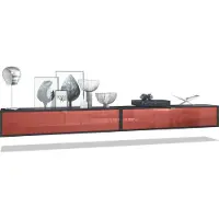 Vladon 2er-Set TV Board Lana 140, Germany, Lowboards je 140 x 29 x 37 cm mit viel Stauraum, Korpus in Schwarz matt, Fronten in Bordeaux Hochglanz | Große Farbauswahl