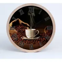 Tulup Holzuhr 30fi cm wanduhr - schwarze Spitzen - Kaffee wiliżance