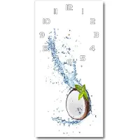 Tulup Wanduhr aus Glas – 30x60 cm - Glasbild - Glasuhr - Gehärtetes Glas -Kokosnuss