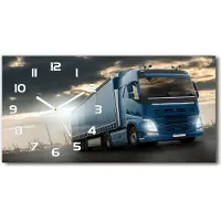 Tulup Wanduhr aus Glas – 60x30 cm - Glasbild - Glasuhr - Gehärtetes Glas - weisse-zeiger - LKW