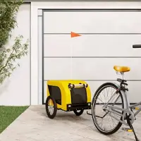 vidaXL Möbel Fahrradanhänger Hunde Gelb und Schwarz Oxford-Gewebe & Eisen - Fahrradanhänger &4330