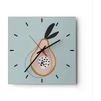 ARTTOR Wanduhr - Quadrat - Glasuhr - Birne Bild Jugend - 30x30cm - Schleichendes Uhrwerk - Lautlos - zum Aufhängen bereit - Dekoration Modern - Wanddekoration aus Glas - C3AC30x30-4616