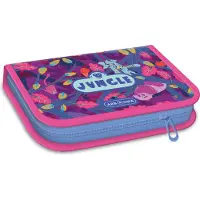 ARS UNA Schule Federmäppchen Jungle - tropische Tiere und Pflanzen, gefüllt, rosa-lila, für Mädchen