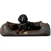 Tierlando Orthopädisches Hundebett ALBERTO ORTHO Velours Vintage - Größe: 80x60cm | Farbe: 01 Braun