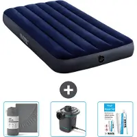 Intex Luftbett – 1 Person – 99 x 191 x 25 cm – Blau – im Lieferumfang enthalten Spannbettuch - Pumpe en Reperaturset