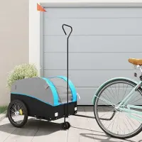 vidaXL Fahrradanhänger Schwarz und Blau 45 kg Eisen 94149