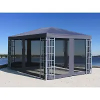 Quick Star Rank Pavillon Set 3x4m Metall Garten Partyzelt Anthrazit mit 4 Seitenteilen mit Moskitonetz