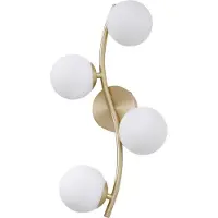 LINDBY Wandleuchte Josiana, opal/messing, 48 cm, Kugel, Glas