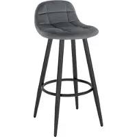 Woltu Barhocker, Barstuhl, gepolsterter Küchenhocker, mit Samtbezug, Rückenlehne und Fußstütze, Design Hocker, Tresenhocker, Thekenhocker, Sitzhöhe 70 cm, Dunkelgrau