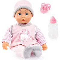 Bayer Design 93824CF Baby Puppe mit Geräuschen, weicher Körper, Spielpuppe 38 cm, Puppenzubehör