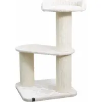 Ebi & Ebi Kratzbaum Berlin Creme für Katzen mit bequemer Liegefläche und Hängematte 68x68x118 cm