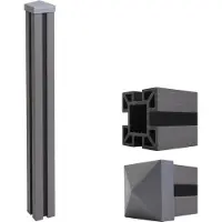 Mendler WPC-Pfosten Savoie-WPC-Zaun, Pfeiler Pfahl, Stecksystem 98cm, grau