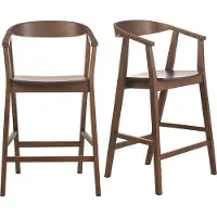 Miliboo - Skandinavische Barhocker aus dunklem Holz (2er Set) BAHIA