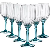Bormioli Rocco Rocco 41635, Weißwein-Glas, Standard-Glas, Glas, Blau, Transparent, 380 ml