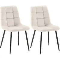 DELUKE 2er Set Esszimmerstuhl FIGAD - Samt Cremeweiß 45x55x84 cm | Essstühle Esszimmerstühle Küchenstühle Wohnzimmerstühle