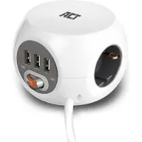 ACT Kubische Dreifachsteckdose mit 3 USB-Ports, 1,5 m AC2405