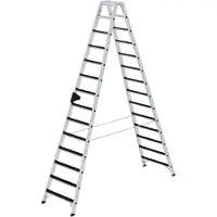 MUNK Günzburger Steigtechnik Stufen-Stehleiter beidseitig begehbar mit clip-step 2x14 Stufen