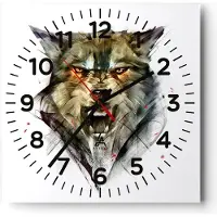 ARTTOR Wanduhr - Quadrat - Glasuhr - Wolf Tier Wald - 40x40cm - Schleichendes Uhrwerk - Lautlos - zum Aufhängen bereit - Dekoration Modern - Wanddekoration aus Glas - C4AC40x40-4070