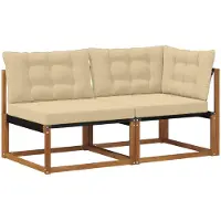 vidaXL Outdoor Mittel- und Ecksofa mit Kissen 7 Stück Natur