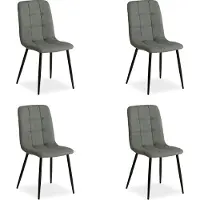 Homestyle4u Esszimmerstühle 4er Set Grau Polsterstuhl Leinen Samt Polstersessel Sessel Küchenstuhl Metall