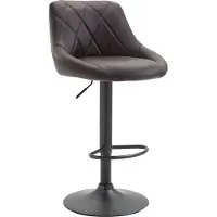 DELUKE Barhocker FALON - Kunstleder Braun 46x49x83 cm Schwarz | Barstuhl Mit Lehne Drehbar Tresenhocker Tresenstuhl Kneipenhocker Kneipenstuhl