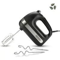 Bourgini Elements – Handmixer – 5 Geschwindigkeiten mit Turbo – Edelstahl-Zubehör – 400 W Leistung – GRS-e recycelte Materialien
