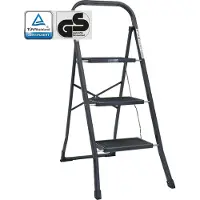 Baumarktplus Trittleiter 3-stufig klappbar 150 kg Anti-Rutsch Trittflächen Klapptritt Leiter in Anthrazit