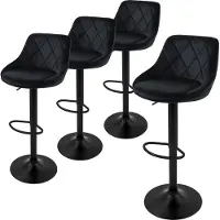 ML-Design Barhocker 4Er Set aus Samt Schwarz Gepolsterter Drehbar