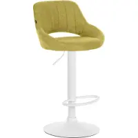 DELUKE Barhocker SEGAD - Stoff Grün 46.5x48x85 cm Weiß | Barstuhl Mit Lehne Tresenhocker Tresenstuhl Kneipenhocker Kneipenstuhl