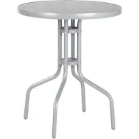 Proregal EASY Balkontisch | Glastisch Ø60cm geriffelte Glasplatte | Witterungsbeständig | Bistrotisch | Beistelltisch | Gartentisch | Silber | Grau