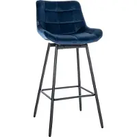 DELUKE Barhocker VISEN - Samt Blau 49x56x105 cm | Barstuhl Mit Lehne Drehbar Tresenhocker Tresenstuhl Kneipenhocker Kneipenstuhl