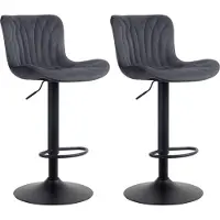 DELUKE 2er Set Barhocker NIDOR - Samt Schwarz 48x54x83 cm | Barstuhl Mit Lehne Tresenhocker Tresenstuhl Kneipenhocker Kneipenstuhl