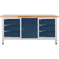 Proregal Werkbank Giant Rhino mit 6 Schubladen + 1 Tür | HxBxT 84x170x60cm | Traglast 500kg | Lichtgrau/Anthrazitgrau