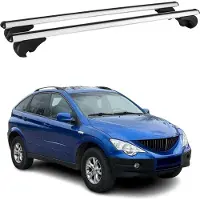 Omtec Dachträger Grundtäger für SsangYong Actyon 2006-2011 75kg Aluminium Silber 2 tlg