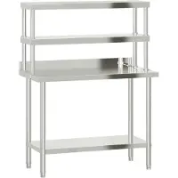 DKD Home Decor Küchen-Arbeitstisch mit Aufsatzboard 110x55x150 cm Edelstahl