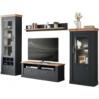 IMV Wohnwand III Catania - Anthrazit Wotan Eiche mit LED-Beleuchtung