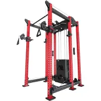 ATLETICA R8 Alpha | Power Rack | Squat Rack & Kabelzug | 180kg Steckgewichte für Cable Cross, Latzug, Rudern | Klimmzugstange, J-Hooks | Sportscar Red