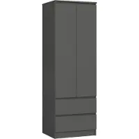 Akord Kleiderschrank S60 Graphitgrau 60 cm 2 Türen 2 Schubladen Regal B60 x H180 x T51 cm