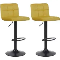 DELUKE 2er Set Barhocker RIVAN - Samt Gelb 40x40x85 cm | Barstuhl Mit Lehne Tresenhocker Tresenstuhl Kneipenhocker Kneipenstuhl