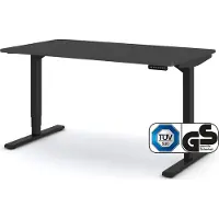 Assmann Elektrisch höhenverstellbarer Schreibtisch Y-Line Curved Anthrazit Schwarz, 140x80cm, Memoryfunktion, 2-fach-Motorik
