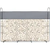 CCLIFE Kaminholzregal Metall Aussen Stapelhilfe für Brennholz, Color:230x25x146cm. Mit Regenhülle