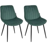 Beliani Esszimmerstuhl Smaragdgrün Samtbezug Gesteppt mit Hoher Rückenlehne Schwarzes Metallgestell Retro Esszimmer Küche Wohnküche Wohnzimmer