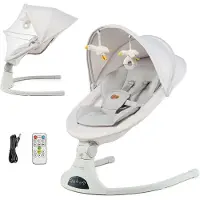 Kinderkraft TULSY Elektrischer Babywippe & Liege – 5 Schaukelgeschwindigkeiten, Bluetooth, Beige